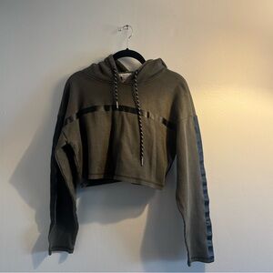 Forever 21 Olive Green Cropped Hoodie